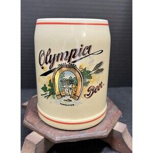 Vintage Ceramic Olympia Beer Drinking Mug by Ceramarte Brazil .5L Breweriana